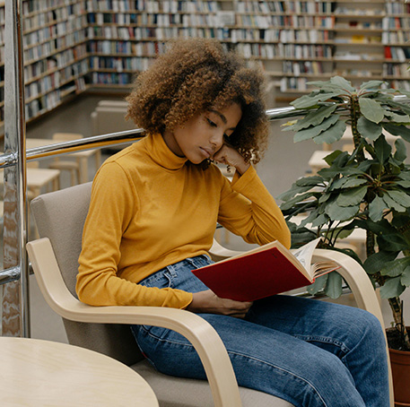 woman reading a book