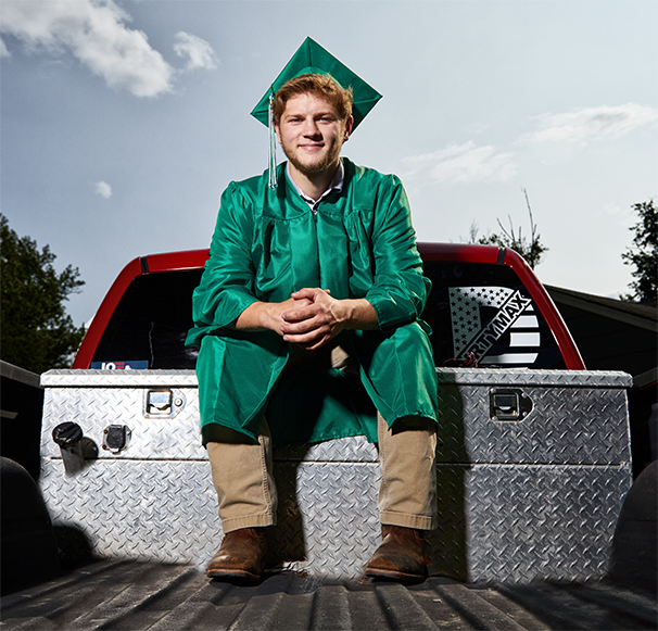 high school graduate on truck